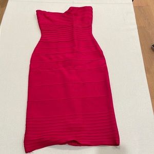 Herve Leger XS hot pink strapless dress